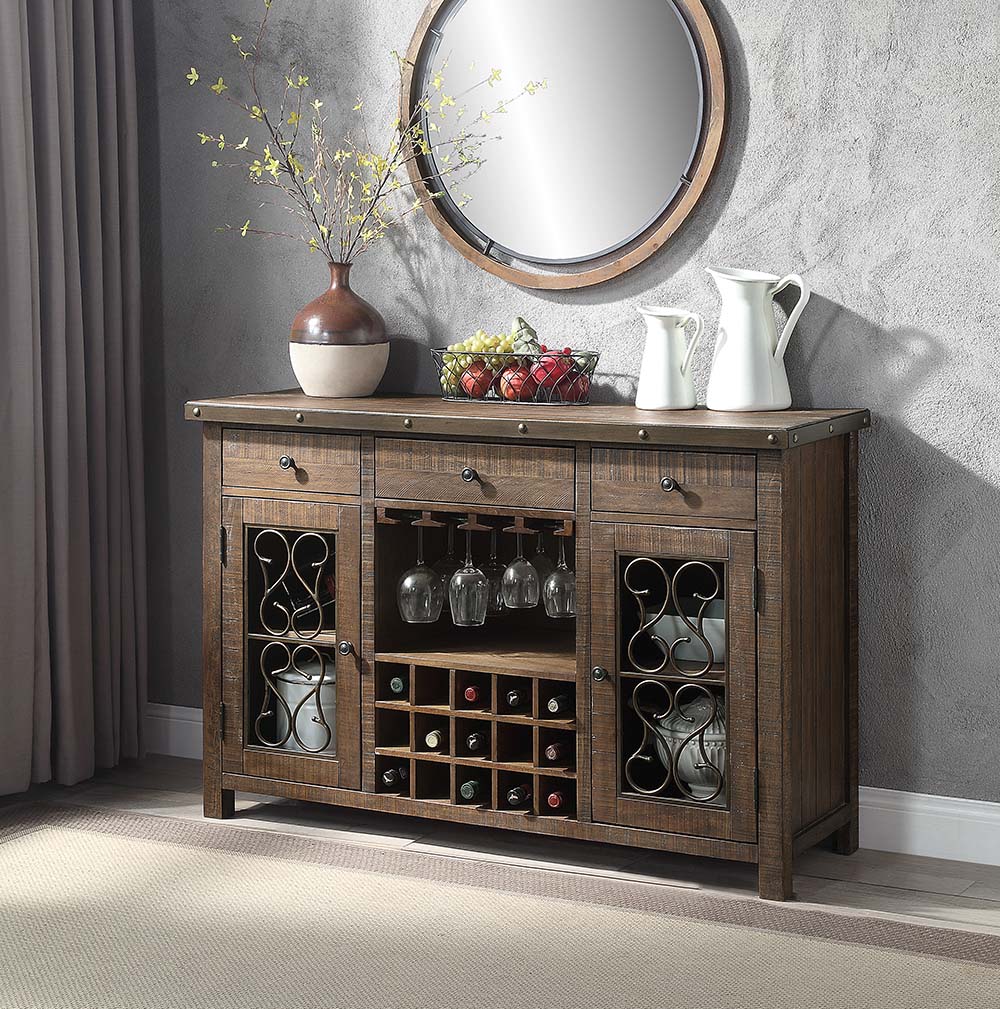 Raphaela Server W/Cup Holder & Wine Rack