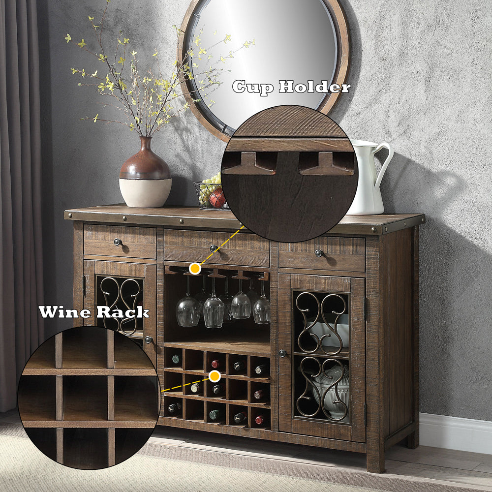 Raphaela Server W/Cup Holder & Wine Rack