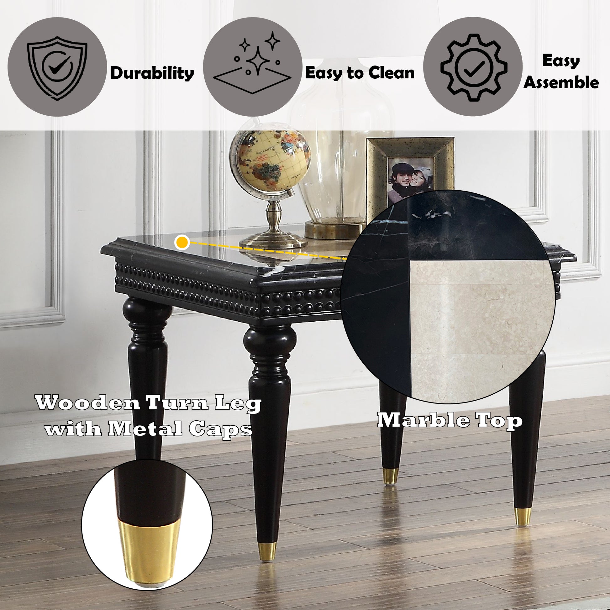 Tayden End Table W/Marble Top