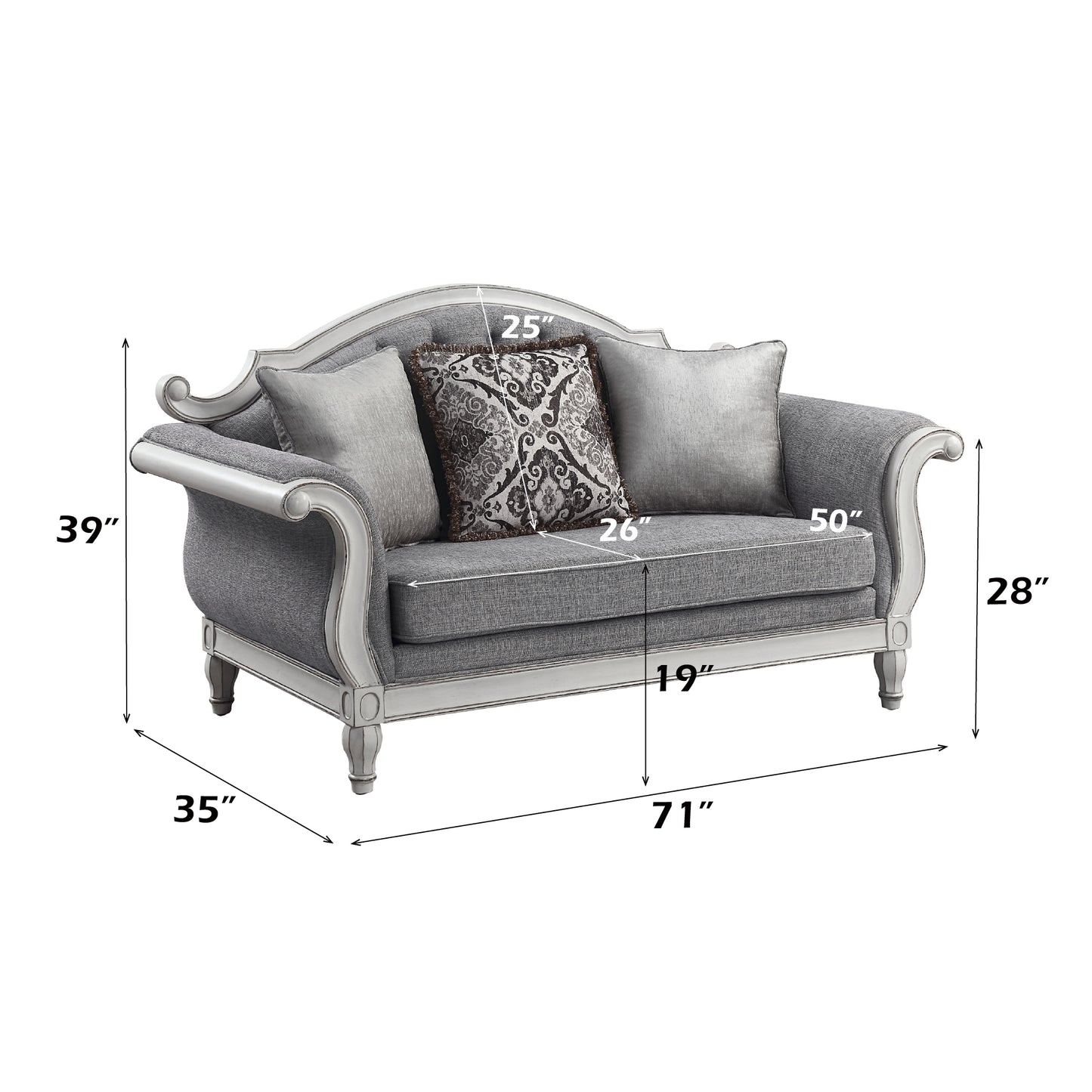 Florian Loveseat W/3 Pillows