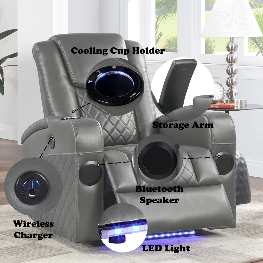 Alair Power Motion Recliner W/Bluetooth, Wireless Charger & Cupholder