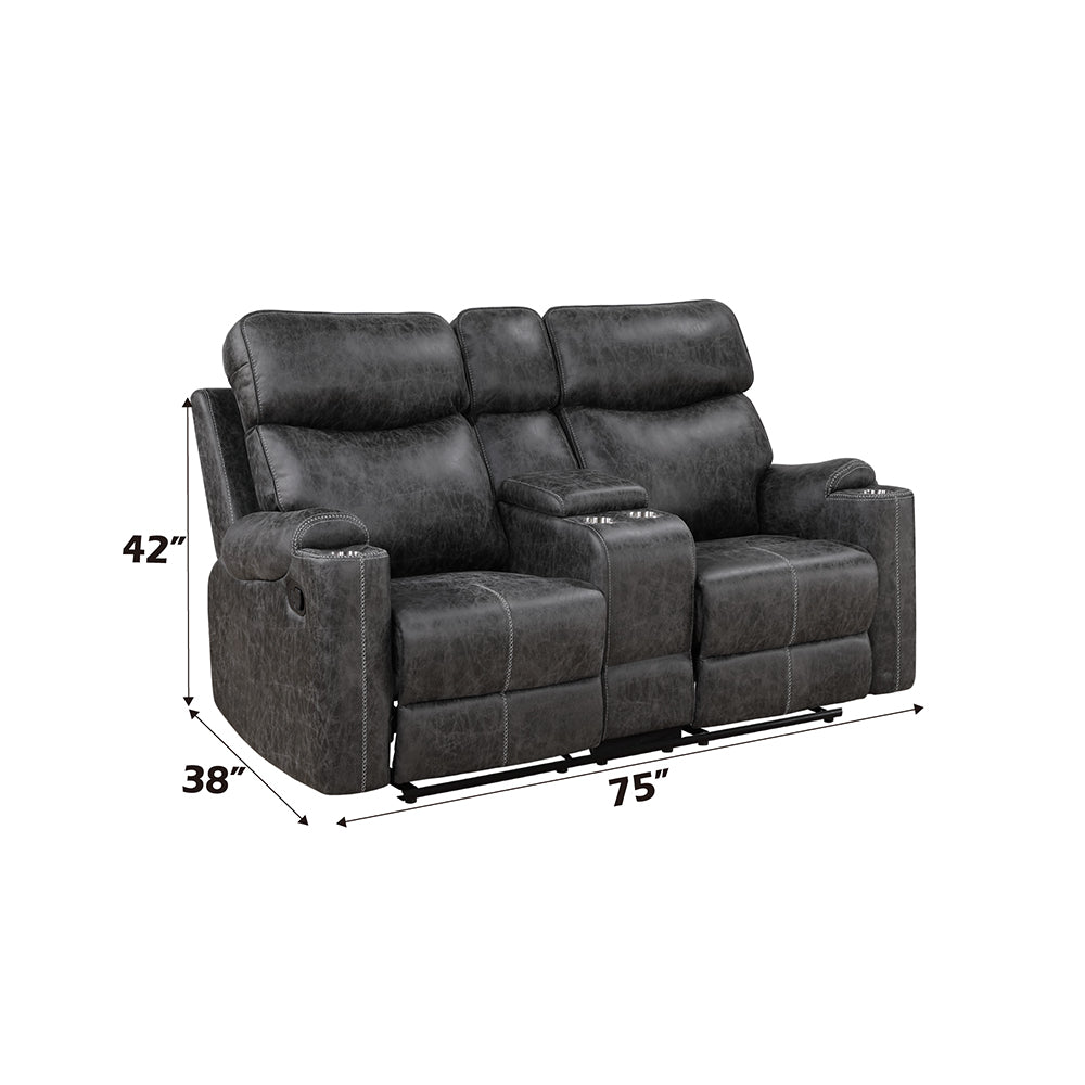 Hirah Motion Loveseat w/Console & USB Port
