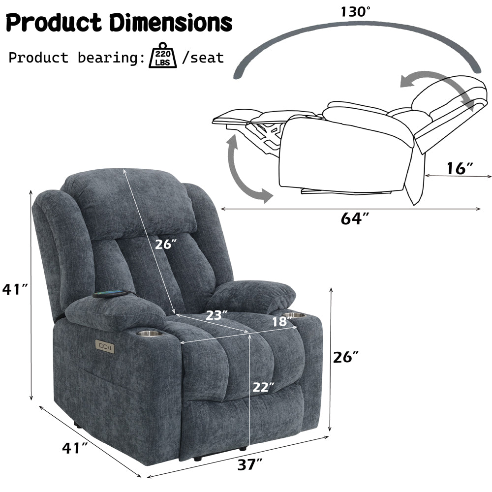 Omarion Power Recliner W/Lift & Heating & Massage