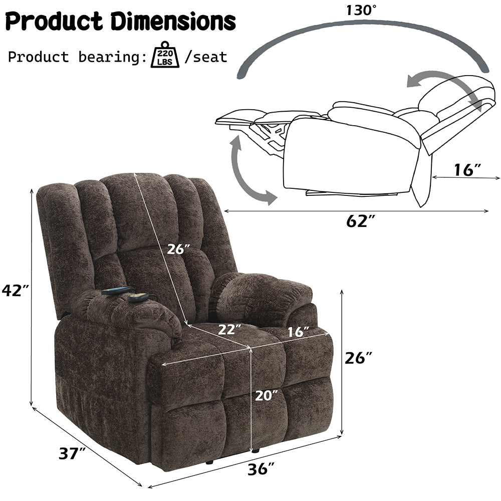Pacay Power Recliner w/Lift, Heating & Massage