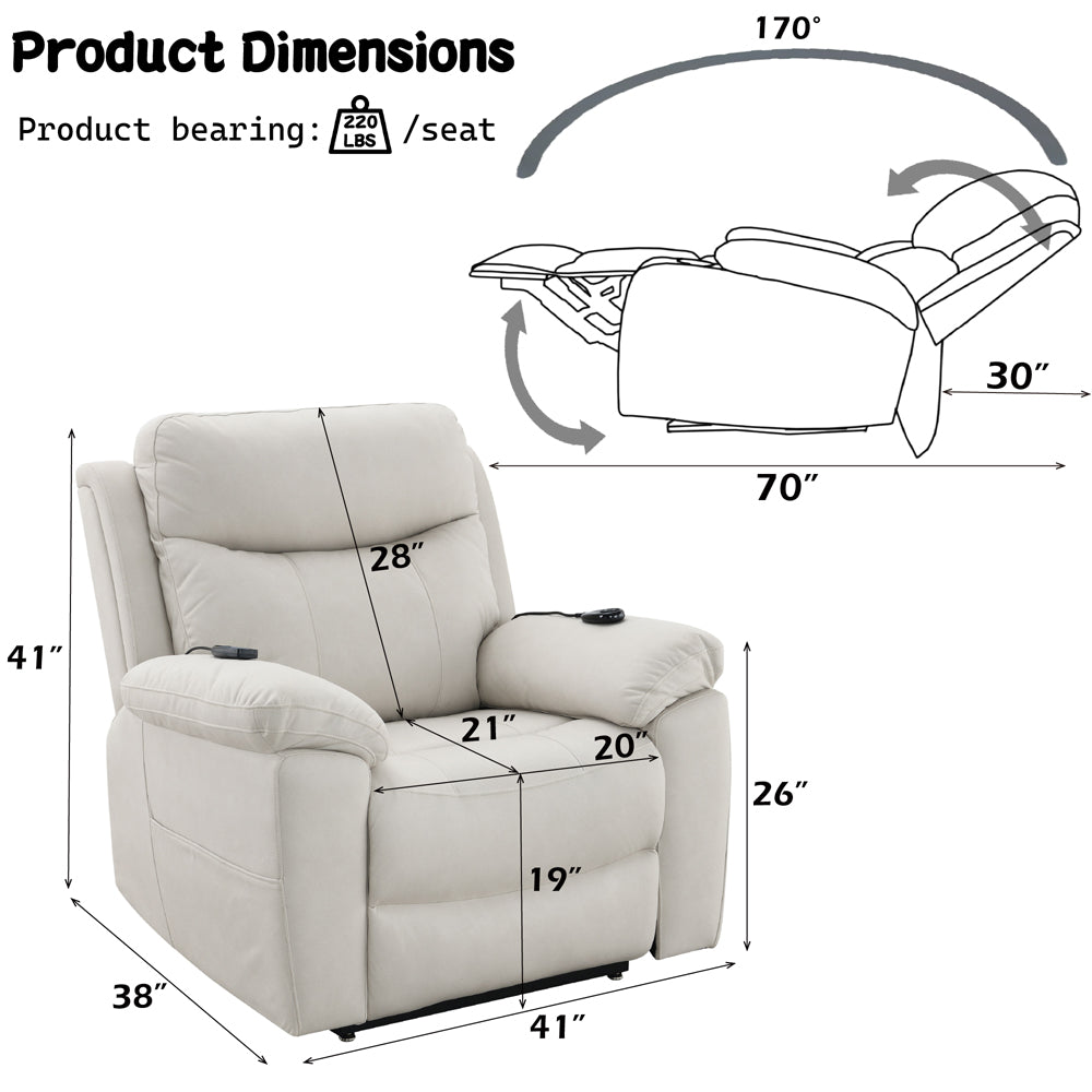 Chriki Power Recliner w/Lift & Heating & Massage