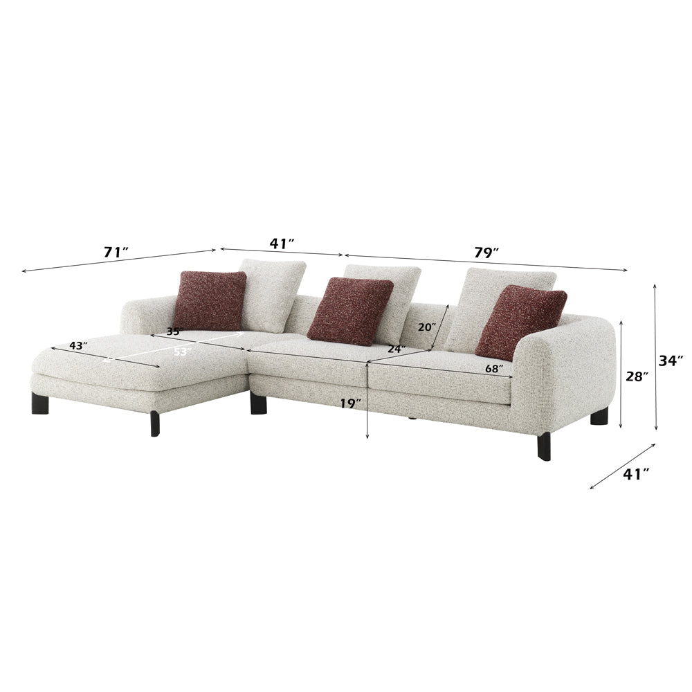 Mardi Sectional Sofa w/6 Pillows