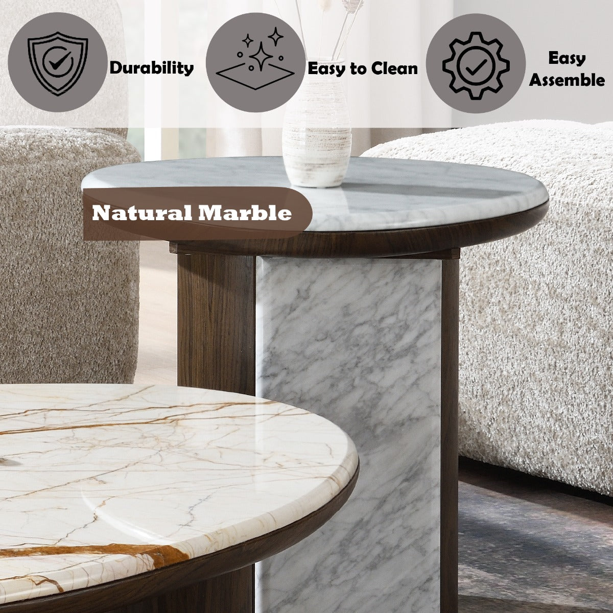 Haidar End Table w/Natural Marble