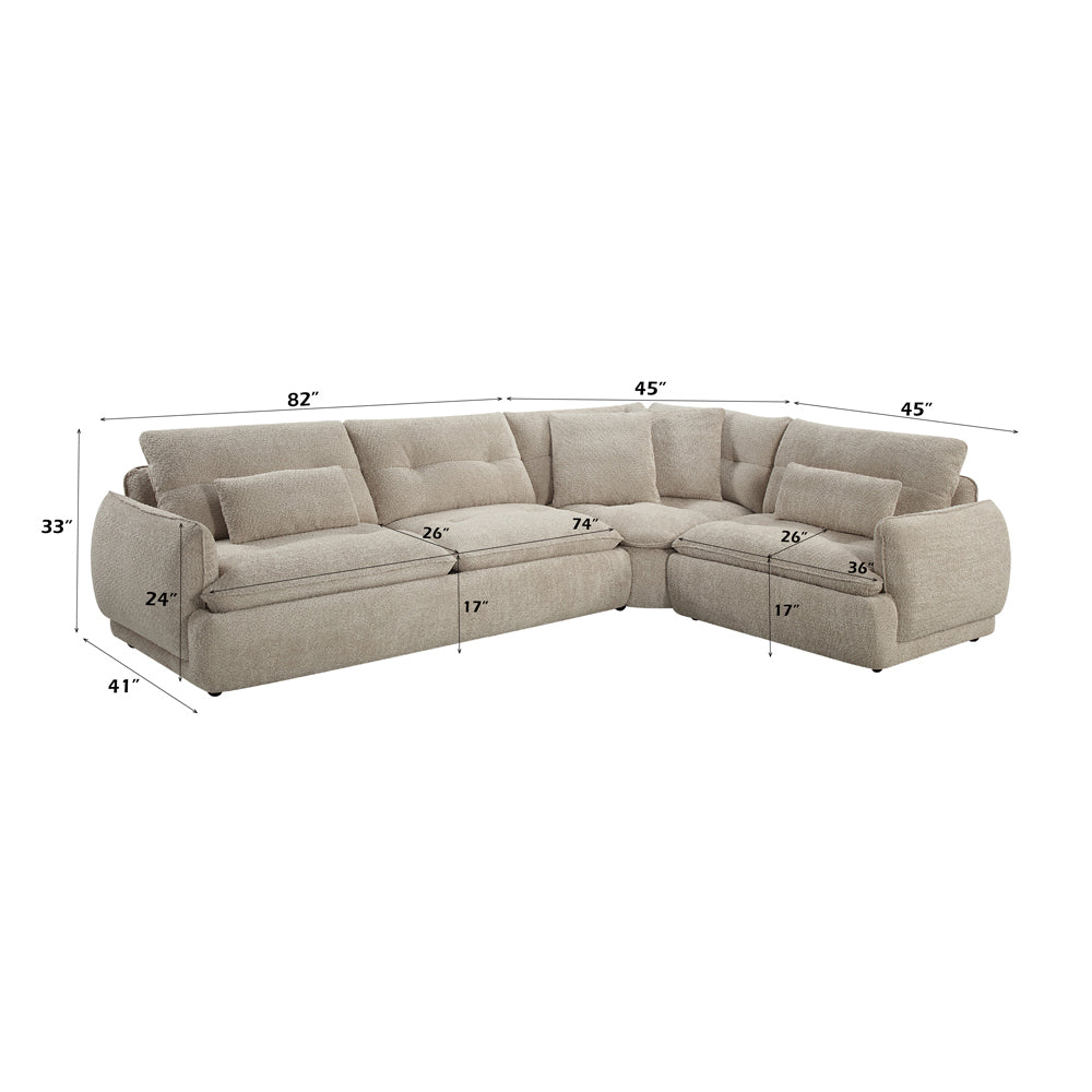 Jonina Sectional Sofa w/4 Pillows