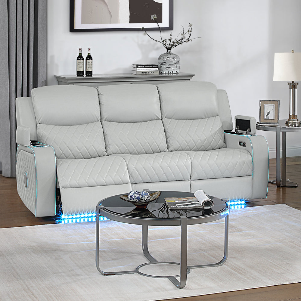 Elonzo Power Motion Sofa w/LED, Power Headrest & Speaker