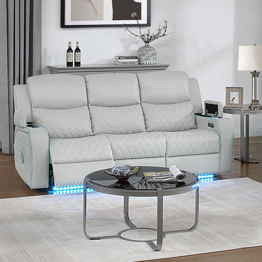 Elonzo Power Motion Sofa w/LED, Power Headrest & Speaker