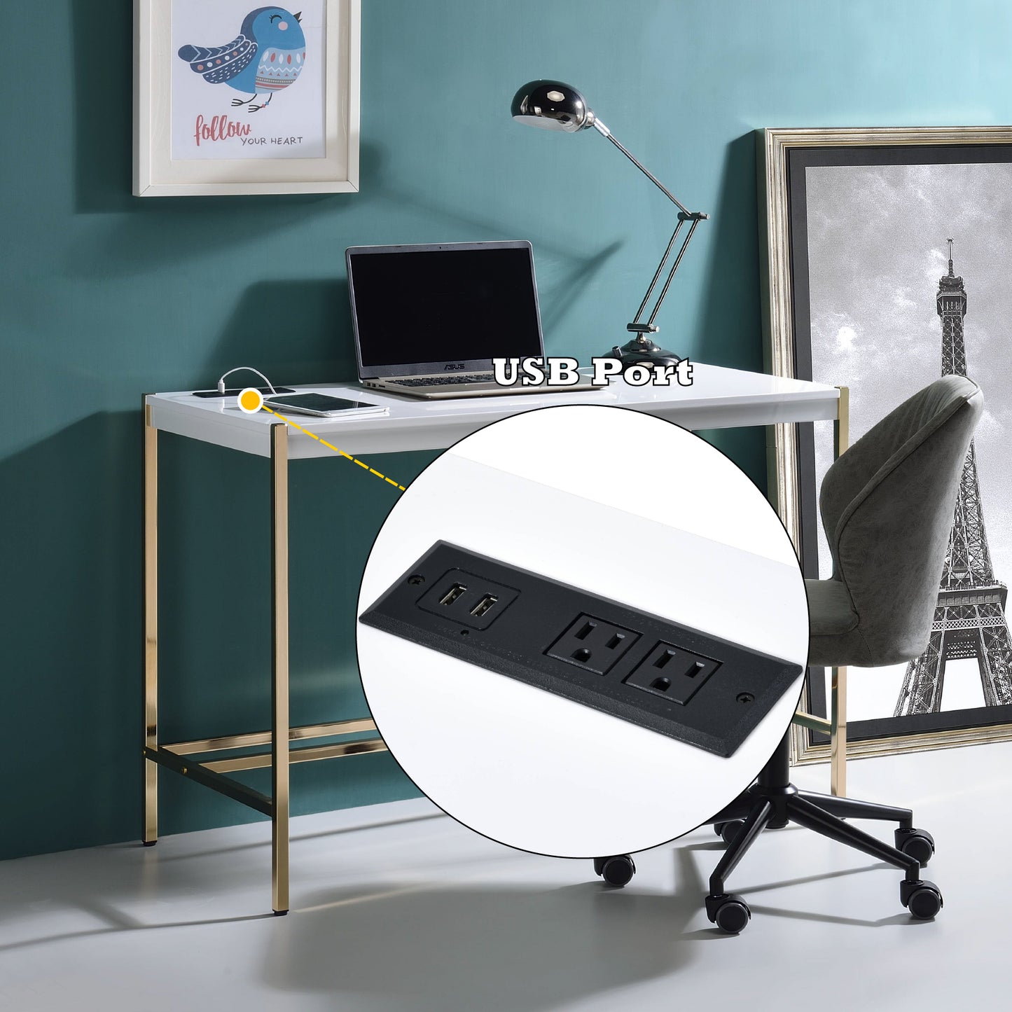 Midriaks Writing Desk W/USB